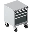 Schubladenschrank mit Rollen WSK 27-27, 4 Schübe, bis 75 kg, B 564 x T 572 x H 770 mm, weißaluminium/anthrazitgrau