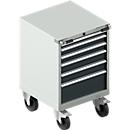 Schubladenschrank mit Rollen WSK 27-27, 6 Schübe, bis 200 kg, B 564 x T 572 x H 870 mm, lichtgrau/anthrazitgrau