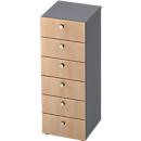 Schubladenschrank TOPAS LINE, 3 OH, B 400 mm, graphit/Eiche-Dekor