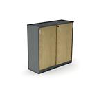 Schuifdeurenkast Nevada - Houten - B 1200 x D 445 x H 1155 mm - 3 OH - donkergrijs en eiken decor