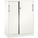 Schuifdeurkast ASISTO C 3000, 3 ordnerhoogten, met afdekplaat, breedte 1000 mm, wit/wit