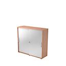 Schuifdeurkast JENA, 3 ordnerhoogten, voorkant zilver, B 1200 x D 400 x H 1100 mm, notenhoutpatroon