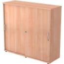 Schuifdeurkast TARA, 3 ordnerhoogten, B 1200 x D 400 x H 1180 mm, afsluitbaar & stapelbaar, notenhoutpatroon