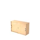 Schuifdeurkast TARVIS, 2 ordnerhoogten, B 1200 x D 400 x H 748 mm, afsluitbaar & stapelbaar, esdoornpatroon