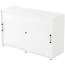 Schuifdeurkast TARVIS, 2 ordnerhoogten, B 1200 x D 400 x H 748 mm, afsluitbaar & stapelbaar, wit