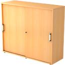 Schuifdeurkast TARVIS, 3 ordnerhoogten, B 1200 x D 400 x H 1100 mm, afsluitbaar & stapelbaar, beukenpatroon
