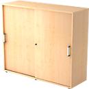 Schuifdeurkast TARVIS, 3 ordnerhoogten, B 1200 x D 400 x H 1100 mm, afsluitbaar & stapelbaar, esdoornpatroon