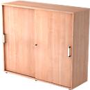 Schuifdeurkast TARVIS, 3 ordnerhoogten, B 1200 x D 400 x H 1100 mm, afsluitbaar & stapelbaar, notenhoutpatroon