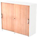 Schuifdeurkast TARVIS, 3 ordnerhoogten, B 1200 x D 400 x H 1100 mm, afsluitbaar & stapelbaar, wit/notenhoutpatroon