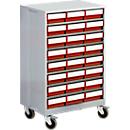 Schuifladestelling, met 24 schuifladen, rood