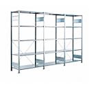 Schulte Lagertechnik Fachbodenregal, 1 Grundregal + 2 Anbauregale, inkl. 15 Fachböden, 5 Lagerebenen, B 3072 x T 600 x H 2000 mm, Stahl, grau