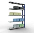 Schulte Lagertechnik Fachbodenregal-Stecksystem MULTIplus 250, Anbauregal, Längenriegel, 2000x1300x300 mm, 5 Böden, enzianblau/verzinkt