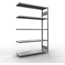 Schulte Lagertechnik Fachbodenregal-Stecksystem MULTIplus 250, Anbauregal, Längenriegel, 2000x1300x400 mm, 5 Böden, verzinkt