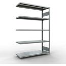 Schulte Lagertechnik Fachbodenregal-Stecksystem MULTIplus 250, Anbauregal, Längenriegel, 2000x1300x500 mm, 5 Böden, verzinkt