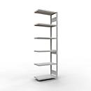 Schulte Lagertechnik Fachbodenregal-Stecksystem MULTIplus 250, Anbauregal, Längenriegel, 2500x750x300 mm, 6 Böden, lichtgrau