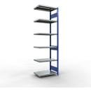 Schulte Lagertechnik Fachbodenregal-Stecksystem MULTIplus 250, Anbauregal, Längenriegel, 2500x750x500 mm, 6 Böden, enzianblau/verzinkt