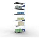 Schulte Lagertechnik Fachbodenregal-Stecksystem MULTIplus 250, Anbauregal, Längenriegel, 3000x1000x500 mm, 7 Böden, enzianblau/verzinkt
