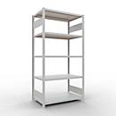 Schulte Lagertechnik Fachbodenregal-Stecksystem MULTIplus 250, Grundregal, Längenriegel, 2000x1000x600 mm, 5 Böden, lichtgrau