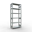 Schulte Lagertechnik Fachbodenregal-Stecksystem MULTIplus 250, Grundregal, Längenriegel, 2500x1000x400 mm, 6 Böden, verzinkt