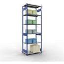 Schulte Lagertechnik Fachbodenregal-Stecksystem MULTIplus 250, Grundregal, Längenriegel, 3000x1000x600 mm, 7 Böden, enzianblau/verzinkt
