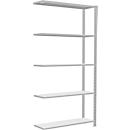 Schulte Lagertechnik Fachbodenregal Stecksystem MultiPlus250, Anbauregal, 5 Fachböden, Kreuzstrebe, B 1000 x T 300 x H 2000 mm, Lichtgrau RAL 7035