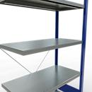 Schulte Lagertechnik Fachbodenregal Stecksystem MultiPlus250, Anbauregal, 5 Fachböden, Kreuzstrebe, B 1000 x T 500 x H 2000 mm, Enzianblau RAL 5010