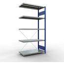Schulte Lagertechnik Fachbodenregal Stecksystem MultiPlus250, Anbauregal, 5 Fachböden, Kreuzstrebe, B 1000 x T 500 x H 2000 mm, Enzianblau RAL 5010