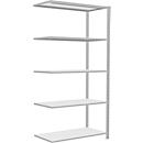 Schulte Lagertechnik Fachbodenregal Stecksystem MultiPlus250, Anbauregal, 5 Fachböden, Kreuzstrebe, B 1000 x T 500 x H 2000 mm, Lichtgrau RAL 7035