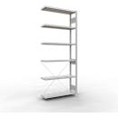 Schulte Lagertechnik Fachbodenregal Stecksystem MultiPlus250, Anbauregal, 6 Fachböden, Kreuzstrebe, B 1000 x T 300 x H 2500 mm, Lichtgrau RAL 7035