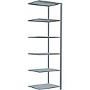 Schulte Lagertechnik Fachbodenregal Stecksystem MultiPlus250, Anbauregal, 6 Fachböden, Kreuzstrebe, B 750 x T 600 x H 2500 mm, silbergrau/verzinkt