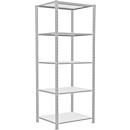 Schulte Lagertechnik Fachbodenregal Stecksystem MultiPlus250, Grundregal, 5 Fachböden, Kreuzstrebe, B 750 x T 600 x H 2000 mm, Lichtgrau RAL 7035
