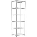 Schulte Lagertechnik Fachbodenregal Stecksystem MultiPlus250, Grundregal, 6 Fachböden, Kreuzstrebe, B 750 x T 600 x H 2500 mm, Lichtgrau RAL 7035