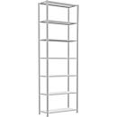 Schulte Lagertechnik Fachbodenregal Stecksystem MultiPlus250, Grundregal, 7 Fachböden, Kreuzstrebe, B 1000 x T 400 x H 3000 mm, Lichtgrau RAL 7035