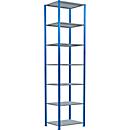 Schulte Lagertechnik Fachbodenregal Stecksystem MultiPlus250, Grundregal, 7 Fachböden, Kreuzstrebe, B 750 x T 600 x H 3000 mm, Enzianblau RAL 5010