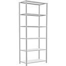 Schulte Lagertechnik Fachbodenregal Steckystem MULTIplus250, Grundregal, B 1000 x T 500 x H 2500 mm, 6 Böden, Kreuzstrebe, bis 1700 kg, lichtgrau