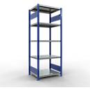 Schulte Lagertechnik MULTIplus 250 boutloos rekkensysteem, basisrek, lengte bout, 2000x750x600 mm, 5 legborden, gentiaanblauw/verzinkt