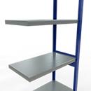 Schulte Lagertechnik MULTIplus 250 rekkensysteem zonder grendel, lengte grendel, 2500x750x400 mm, 6 legborden, gentiaanblauw/verzinkt