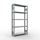 Schulte Lagertechnik MULTIplus250 boutloze rekken, 5 legborden, 2000 x 1000 x 300 mm, gegalvaniseerd, basisrek, 250 kg per legbord