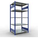 Schulte Lagertechnik MULTIplus250 boutloze rekken, basisrek, B 1000 x D 800 x H 2000 mm, 5 legborden, 250 kg, RAL 5010 gentiaanblauw/verzinkt