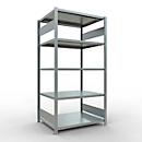 Schulte Lagertechnik MULTIplus250 estantería sin tornillos, estantería básica, 5 baldas, 250 kg por balda, 2000 x 1000 x 800 mm, galvanizada