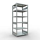 Schulte Lagertechnik MULTIplus250 estantería sin tornillos, estantería básica, 6 baldas, ancho 1000 x fondo 800 x alto 2500 mm, galvanizada, 250 kg por balda