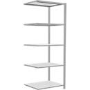 Schulte Lagertechnik MultiPlus250 rekkensysteem zonder schroeven, aanbouwrek, 5 legborden, dwarsverbindingen, B 750 x D 600 x H 2000 mm, lichtgrijs RAL 7035
