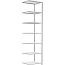 Schulte Lagertechnik MultiPlus250 rekkensysteem zonder schroeven, aanbouwrek, 7 legborden, dwarsverbindingen, B 750 x D 600 x H 3000 mm, lichtgrijs RAL 7035