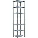 Schulte Lagertechnik MultiPlus250 rekkensysteem zonder schroeven, basisrek, 7 legborden, dwarsverbindingen, B 750 x D 600 x H 3000 mm, zilvergrijs/verzinkt
