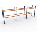 Schulte Lagertechnik Rayonnage à palettes, rayonnage de base, L 8444 x P 1100 x H 3000 mm, 4 niveaux, poids des palettes jusqu'à 1000 kg, charge admissible par travée 9000 kg, bleu/orange