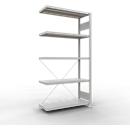 Schulte Lagertechnik Rayonnage à tablettes Système enfichable MultiPlus250, rayonnage annexe, 5 tablettes, entretoise croisée, L 1000 x P 400 x H 2000 mm, gris clair RAL 7035