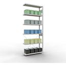 Schulte Lagertechnik Rayonnage à tablettes Système enfichable MultiPlus250, rayonnage annexe, 6 tablettes, entretoise croisée, L 1000 x P 300 x H 2500 mm, gris clair RAL 7035