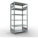 Schulte Lagertechnik Rayonnage de bureau emboîtable MultiPlus150, rayonnage de base, 6 tablettes, avec butée centrale, L 1000 x P 600 x H 2000 mm, gris argenté/galvanisé