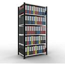 Schulte Lagertechnik Rayonnage de bureau emboîtable MultiPlus150, rayonnage de base, 6 tablettes, sans butée centrale, L 1000 x P 600 x H 2000 mm, noir/gris clair