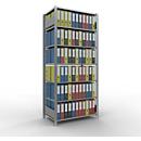 Schulte Lagertechnik Rayonnage de bureau emboîtable MultiPlus150, rayonnage de base, 7 tablettes, avec butée centrale, L 1000 x P 600 x H 2300 mm, gris argenté/galvanisé